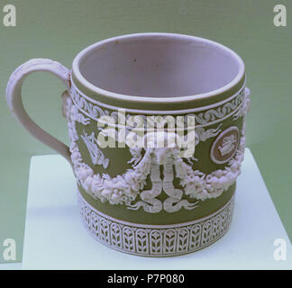 English: Exhibit in the Brooklyn Museum - Brooklyn, New York, USA. This artwork is in the  because the artist died more than 70 years ago. Photography was permitted in the museum without restriction. 30 October 2013, 13:21:15 93 Coffee Cup - Wedgwood, c. 1830 - Brooklyn Museum - DSC09055 Stock Photo