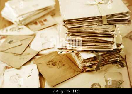 Pile of the old postal paper letters Stock Photo