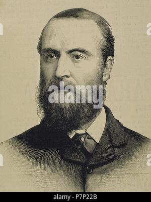 Charles Stewart Parnell (1846-1891). Irish nationalist politician. Portrait. Engraving. Stock Photo