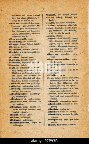 Esperanto: Granda Vortato Germana-Esperanto. Kajero 1 . 1894 4 1894 1 Germana 16 Stock Photo