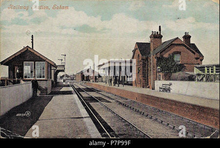 Soham railway station . Postally used 9 August 1912 350 Soham railway station Stock Photo