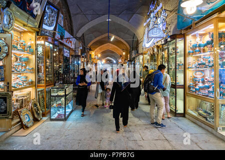 Isfahan, Iran - June 2018:  Isfahan Bazaar in Imam square in Isfahan, Iran. Bazaar of Isfahan is a popular tourist attraction. Stock Photo