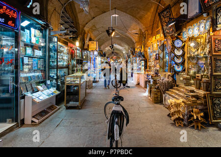 Isfahan, Iran - June 2018:  Isfahan Bazaar in Imam square in Isfahan, Iran. Bazaar of Isfahan is a popular tourist attraction. Stock Photo