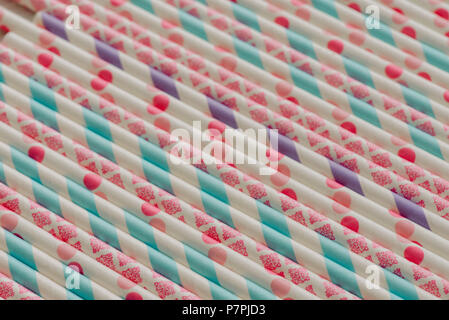 Paper straws in pastel colors Stock Photo