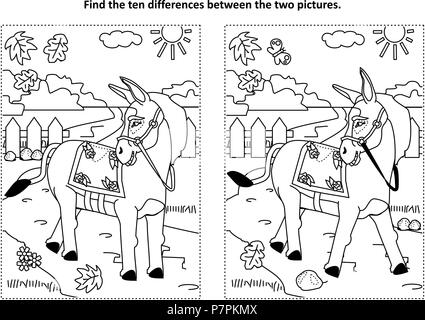 I spy game coloring page for kids. Find and count cute animals Stock ...