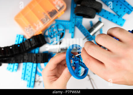 Rc modeling concept. Building toy robot kit Stock Photo