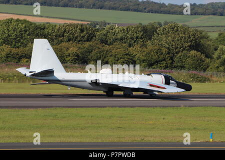 N926NA, a Martin WB-57F Canberra operated by NASA, on landing at Prestwick International Airport after a transatlantic flight. Stock Photo