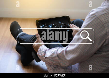 ICT(Information Communication Technology) businessman using Searching Browsing Internet internet of things (IoT) Stock Photo