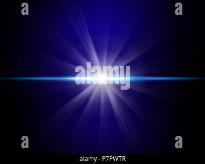 background image of defocused abstract lights and beam of light over blue background Stock Photo