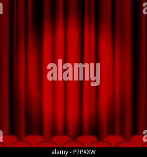 Red curtains to theater stage. Mesh.EPS10.This file contains transparency. Stock Vector