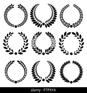 Set from black laurel wreath on the white background Stock Vector Image ...