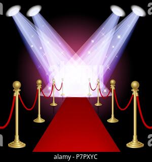 Red carpet with spotlight.Mesh.This file contains transparency.EPS10 Stock Vector