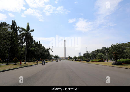 Jakarta, Indonesia - June 20, 2018: The National Monument in Merdeka Square in the centre of the Indonesian capital Jakarta Stock Photo