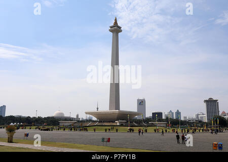 Jakarta, Indonesia - June 20, 2018: The National Monument in Merdeka Square in the centre of the Indonesian capital Jakarta Stock Photo