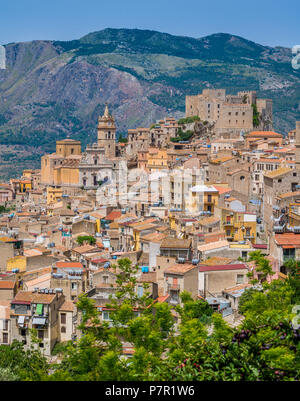 Panoramic view of Caccamo, beautiful town in the province of Palermo, Sicily. Stock Photo