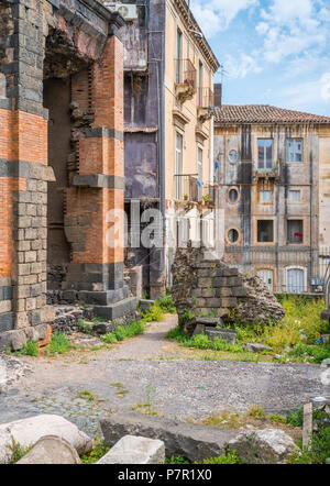 The odeon at the roman theater in Catania, Sicily. Stock Photo