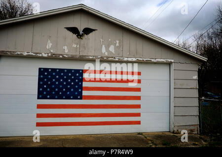 American flag painted on garage door Stock Photo - Alamy