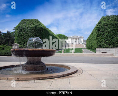 Looking up toward the tomb of the Unknown soldier at Arlington National Cemetery, Arlington, Virginia. Stock Photo