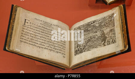 Français : Exposition Lyon Renaissance. Arts et humanisme. Cat 4. Livre de Giglio Gregorio Giraldi Pinax Iconicus antiquorum ac variorum in sepulturis rituum, édité à Lyon en 1556. Illustration de Pierre II Woziriot de Bouzey représentant les funérailles chez les Hérules . 10 November 2015, 11:09:35 264 MBA DSC 8558 DxO (14) Stock Photo