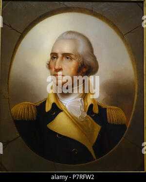 English: Exhibit in the Dallas Museum of Art, Dallas, Texas, USA. 7 May 2017, 16:38:35 171 George Washington by Rembrandt Peale, c. 1850, oil on canvas - Dallas Museum of Art - DSC04923 Stock Photo