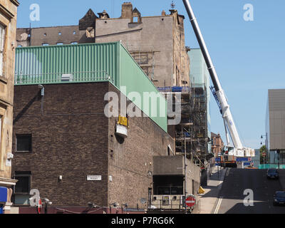 GLASGOW, UK - CIRCA JUNE 2018: Ruins of the Glasgow School of Art designed by Charles Rennie Mackintosh in 1896, after June 2018 fire Stock Photo