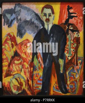 Tableau Toile "Couple Dans La Chambre" D'Ernst Ludwig Kirchner - Prêt à Accrocher