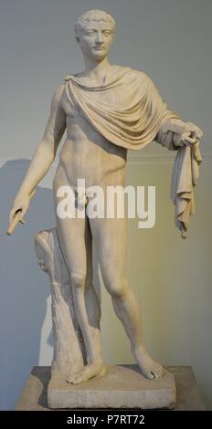 Male figure, restored as emperor Tiberius (42 BC-37 AD). 2nd century AD. National Archaeological Museum, Naples. Italy. Stock Photo