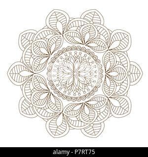Flower Mandala vector illustration. Oriental pattern, vintage decorative elements. Round floral ornament pattern. Design element in Indian Mehndi style. Vector illustration Stock Vector