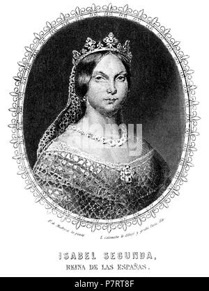 Isabel II de Borbón (1830-1904), reina de España de 1833 a 1868. Grabado de 1848. Stock Photo
