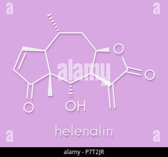 Helenalin sesquiterpene lactone molecule. Toxin found in Arnica montana. Skeletal formula. Stock Photo