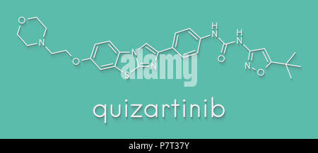 Quizartinib cancer drug molecule (kinase inhibitor). Skeletal formula. Stock Photo
