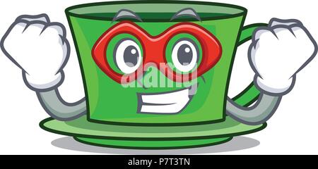 Super hero green tea character cartoon Stock Vector