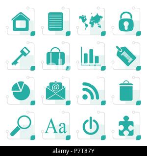Stylized Simple Business and Internet Icons - Vector Icon Set Stock Vector