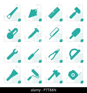 Stylized Construction and Building Tools icons - Vector Icon Set Stock Vector