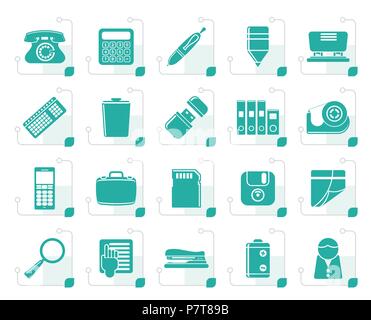 Stylized Simple Office tools Icons vector icon set 3 Stock Vector