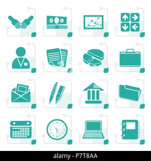 Stylized Simple Business and office icons - Vector Icon Set Stock Vector
