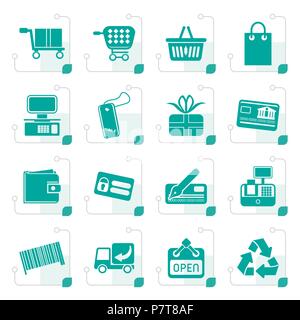 Stylized Simple Online Shop icons - Vector Icon Set Stock Vector