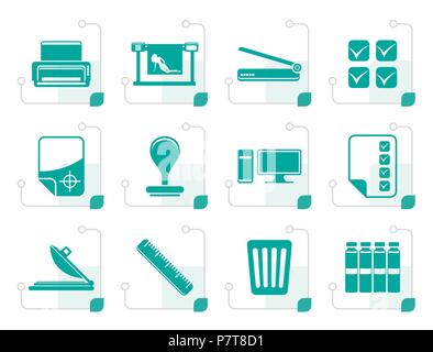 Stylized Print industry Icons - Vector icon set Stock Vector