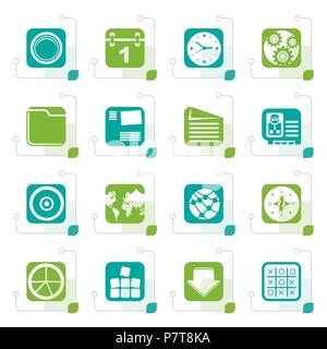 Stylized Mobile Phone, Computer and Internet Icons - Vector Icon Set Stock Vector