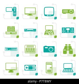 Stylized Hi-tech equipment icons - vector icon set 2 Stock Vector