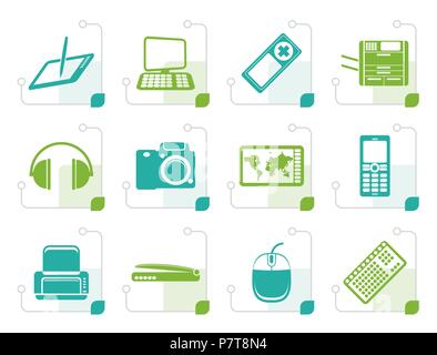 Stylized Hi-tech technical equipment icons - vector icon set 3 Stock Vector