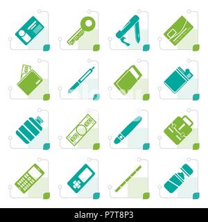 Stylized Simple Vector Object Icons - Vector Icon Set Stock Vector