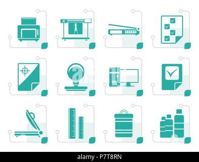 Stylized Print industry Icons - Vector icon set 2 Stock Vector