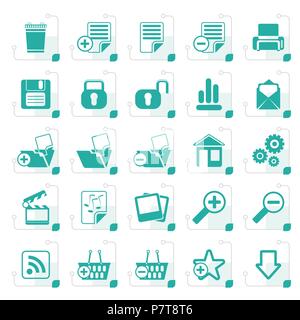 Stylized 25 Simple Realistic Detailed Internet Icons - Vector Icon Set Stock Vector