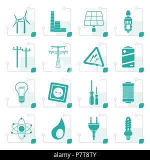 Stylized Electricity,  power and energy icons - vector icon set Stock Vector