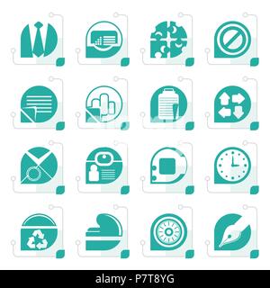 Stylized Simple Business and Office Icons - vector icon set Stock Vector
