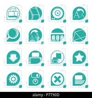 Stylized Internet and Website Icons - Vector Icon Set Stock Vector
