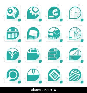 Stylized Computer, mobile phone and Internet icons -  Vector Icon Set Stock Vector