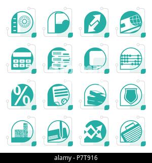 Stylized bank, business, finance and office icons - vector icon set Stock Vector