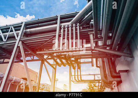 Industrial Pipe large factory gas power pipe line Stock Photo